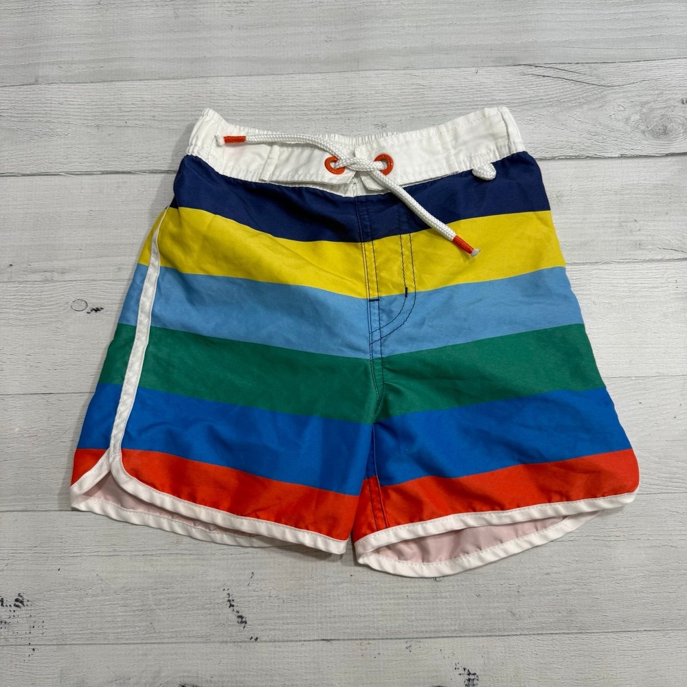 Mini Boden kids rainbow stripe swim shorts size 4/5